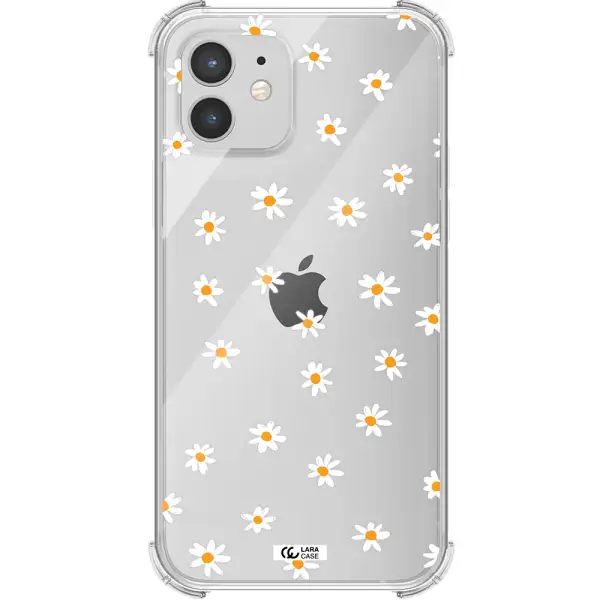 a white background with orange dots Apple iPhone 12 Clear PC Case
