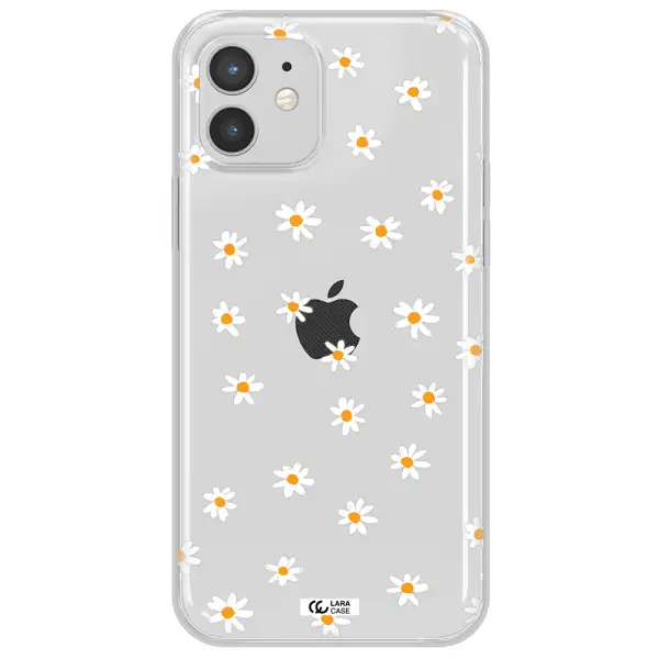 a white background with orange dots Apple iPhone 12 Clear TPU Case