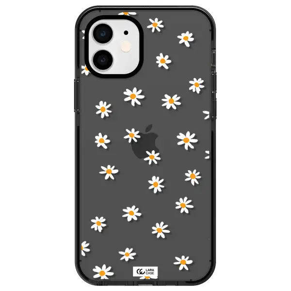 a white background with orange dots Apple iPhone 12 impact Smoke Black Case