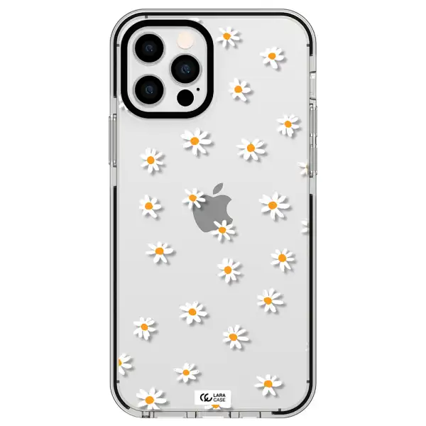 a white background with orange dots Apple iPhone 12 pro impact black border Case
