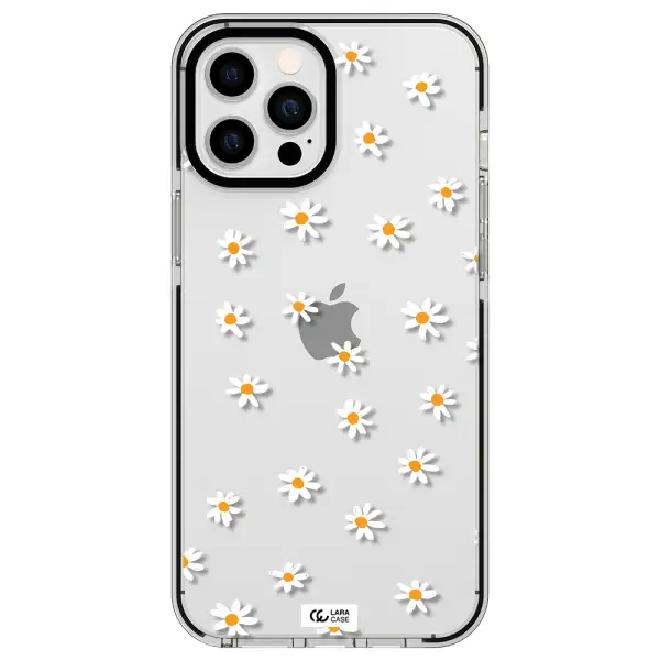 a white background with orange dots Apple iPhone 12 pro max impact black border Case