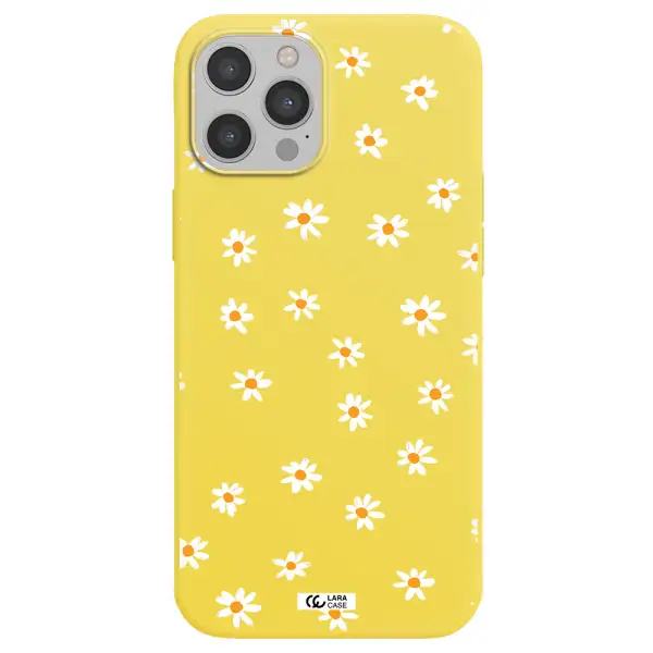 a white background with orange dots Apple iPhone 12 pro max Silicone canary yellow Case