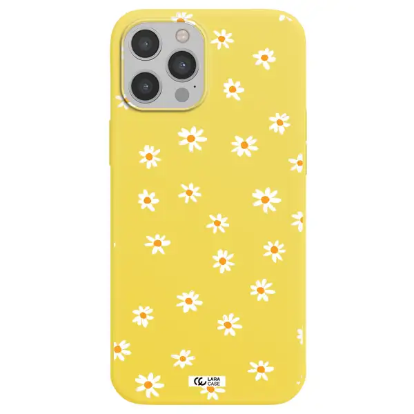 a white background with orange dots Apple iPhone 12 pro Silicone canary yellow Case