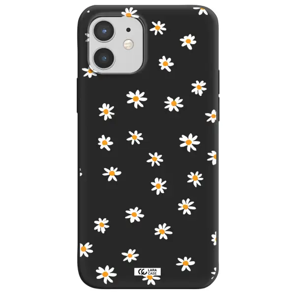 a white background with orange dots Apple iPhone 12 Silicone black Case