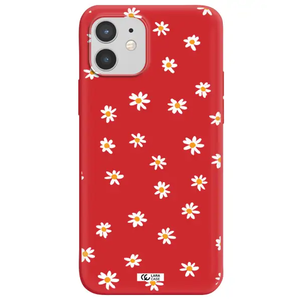 a white background with orange dots Apple iPhone 12 Silicone Imperial Red Case