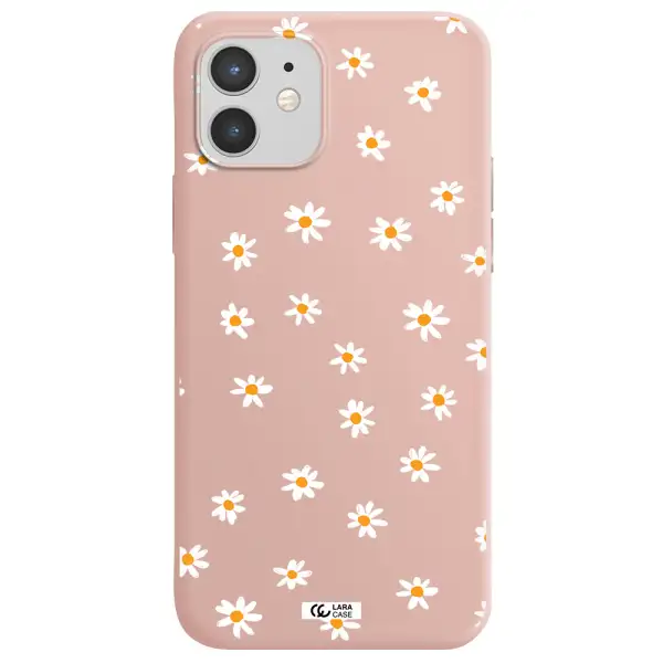 a white background with orange dots Apple iPhone 12 Silicone pastel pink Case