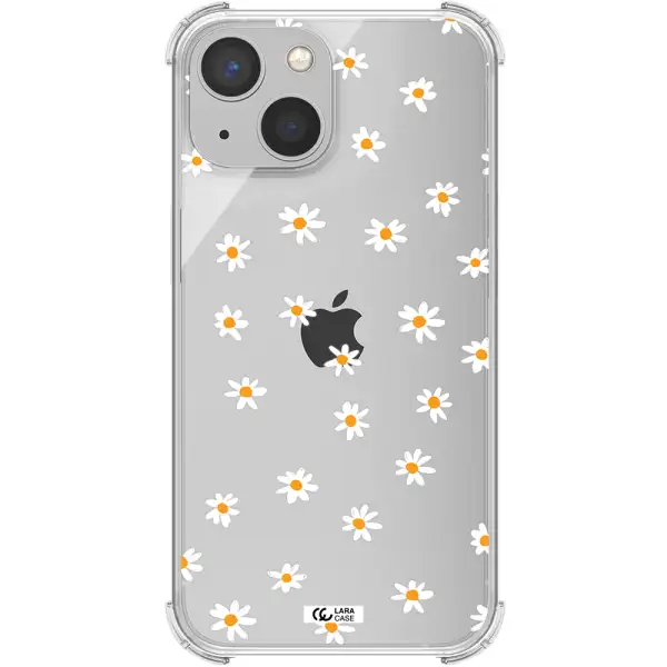 a white background with orange dots Apple iPhone 13 Clear PC Case