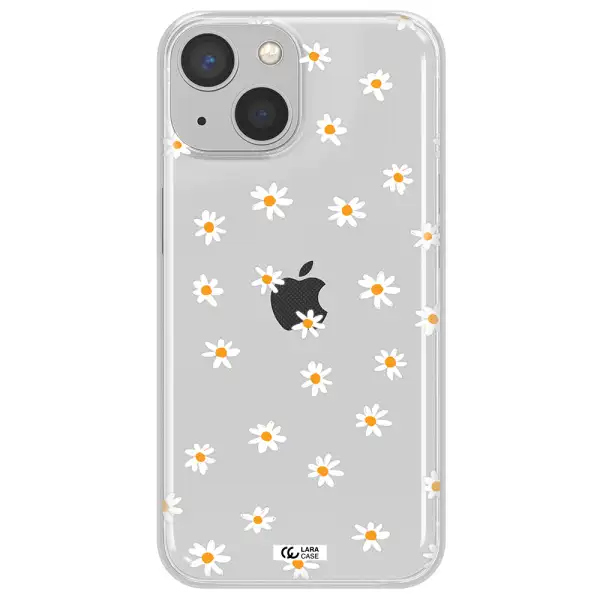 a white background with orange dots Apple iPhone 13 Clear TPU Case