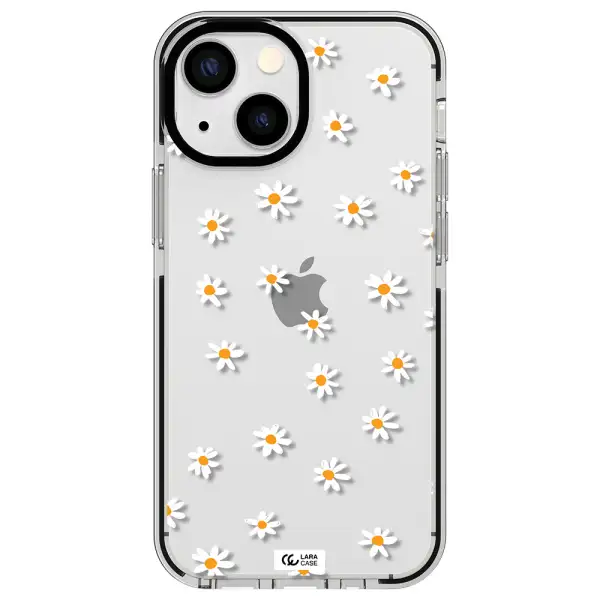 a white background with orange dots Apple iPhone 13 mini impact black border Case