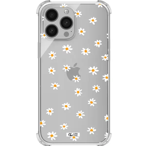 a white background with orange dots Apple iPhone 13 Pro Clear PC Case