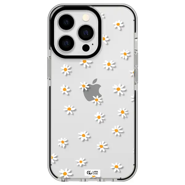 a white background with orange dots Apple iPhone 13 Pro impact black border Case