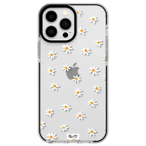 a white background with orange dots Apple iPhone 13 Pro Max impact black border Case