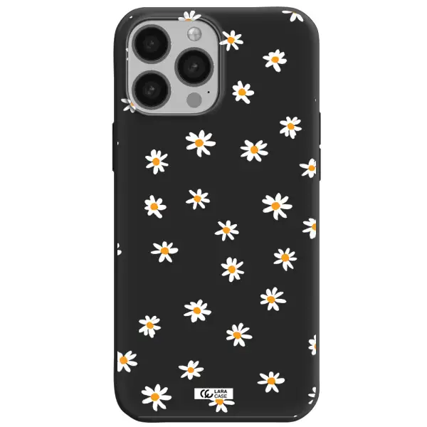 a white background with orange dots Apple iPhone 13 Pro Max Silicone black Case