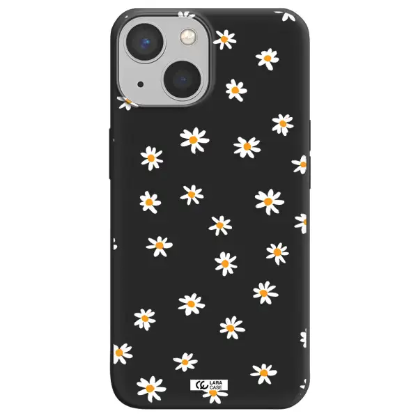 a white background with orange dots Apple iPhone 13 Silicone black Case