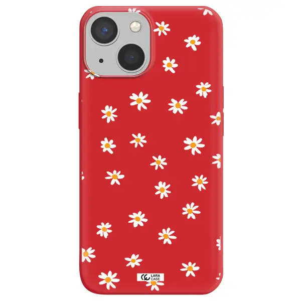 a white background with orange dots Apple iPhone 13 Silicone Imperial Red Case