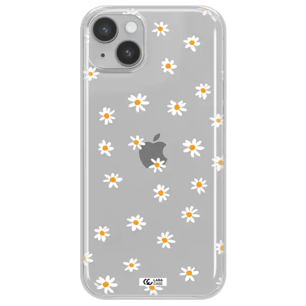 a white background with orange dots Apple iPhone 14 plus Clear TPU Case