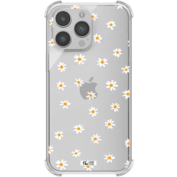 a white background with orange dots Apple iPhone 14 pro Clear PC Case