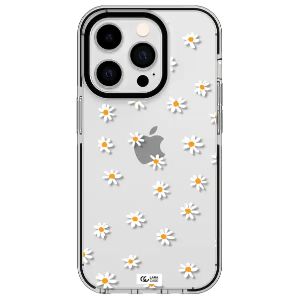 a white background with orange dots Apple iPhone 14 pro impact black border Case