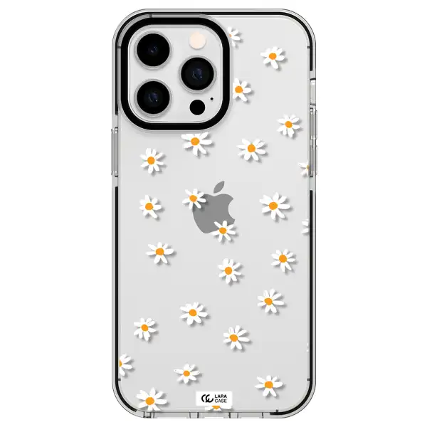 a white background with orange dots Apple iPhone 15 Pro impact black border Case