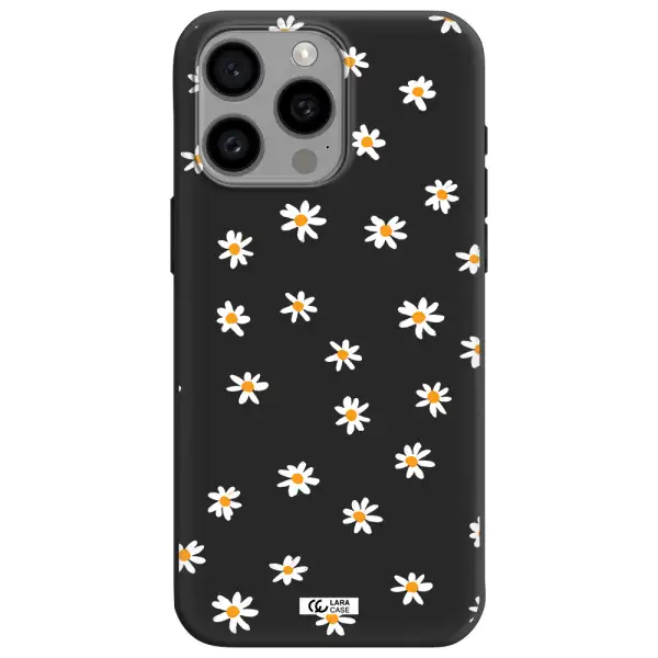 a white background with orange dots Apple Iphone 15 Pro max Silicone black Case