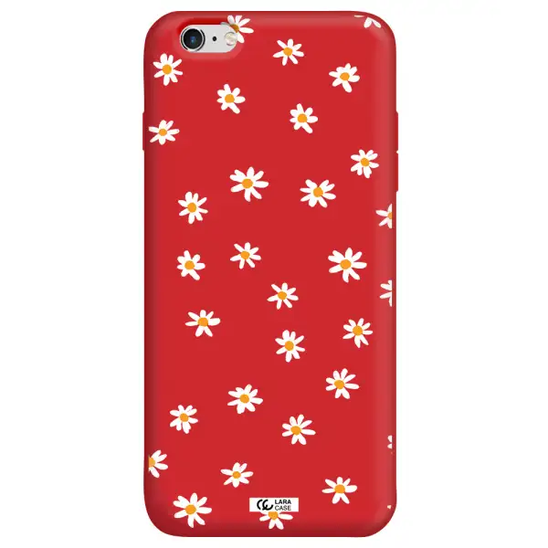 a white background with orange dots Apple iPhone 6 s plus Silicone Imperial Red Case