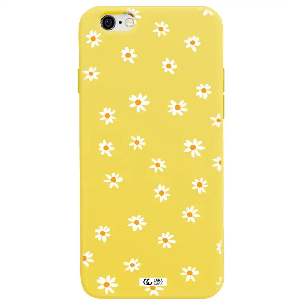 a white background with orange dots Apple iPhone 6 Silicone canary yellow Case