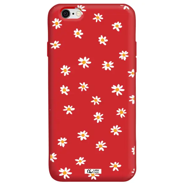 a white background with orange dots Apple iPhone 6 Silicone Imperial Red Case