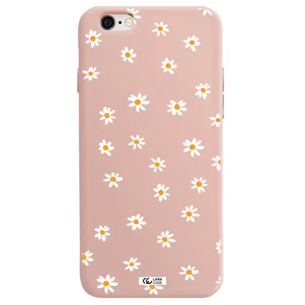 a white background with orange dots Apple iPhone 6 Silicone pastel pink Case