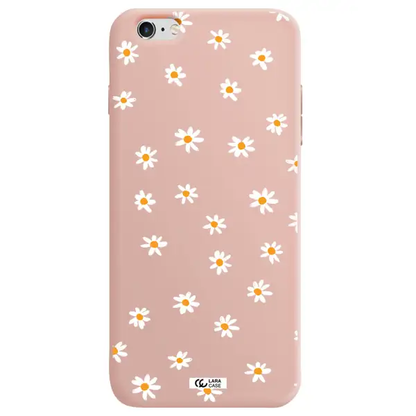 a white background with orange dots Apple iPhone 6S Silicone pastel pink Case