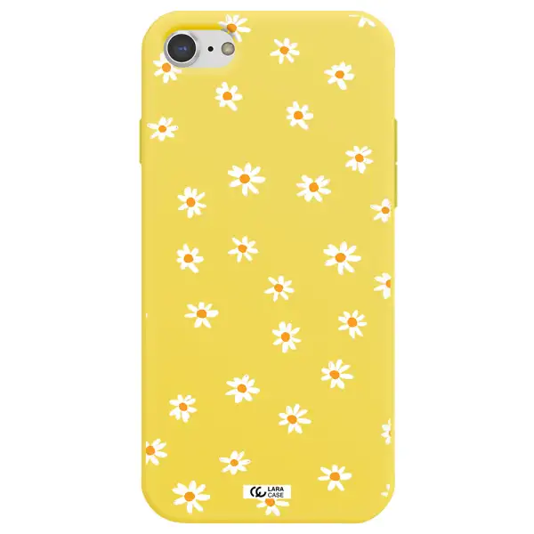 a white background with orange dots Apple iPhone 7 Silicone canary yellow Case