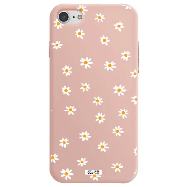 a white background with orange dots Apple iPhone 7 Silicone pastel pink Case
