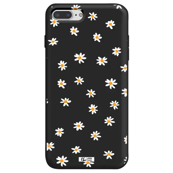 a white background with orange dots Apple iPhone 8 plus Silicone black Case