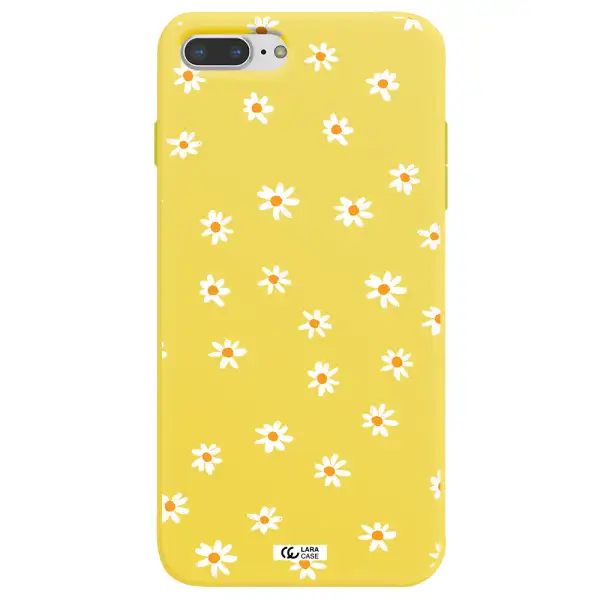a white background with orange dots Apple iPhone 8 plus Silicone canary yellow Case