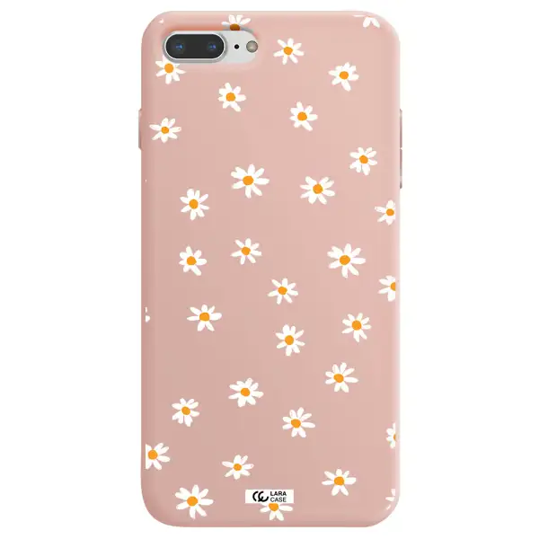 a white background with orange dots Apple iPhone 8 plus Silicone pastel pink Case