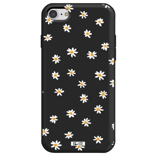 a white background with orange dots Apple iPhone 8 Silicone black Case