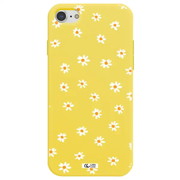 a white background with orange dots Apple iPhone 8 Silicone canary yellow Case