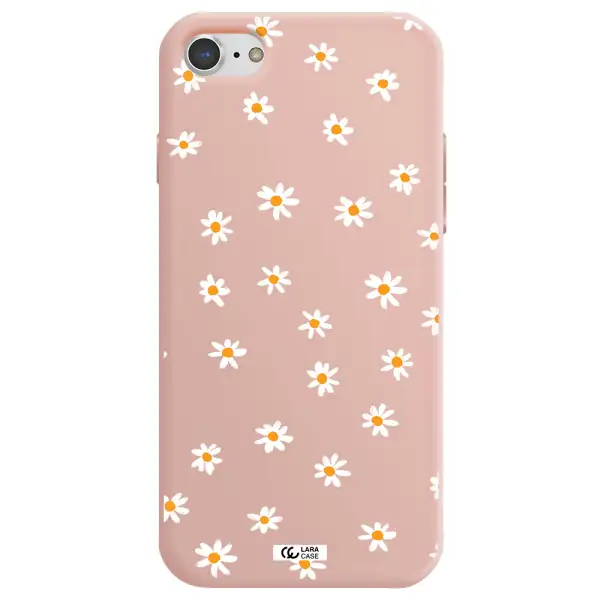 a white background with orange dots Apple iPhone 8 Silicone pastel pink Case