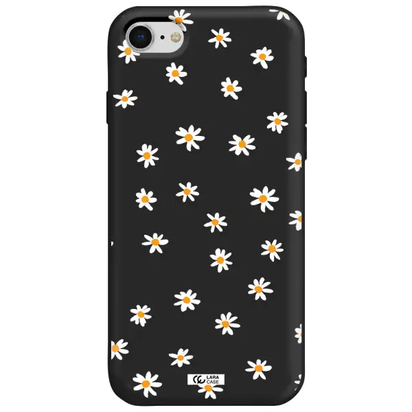 a white background with orange dots Apple iPhone se 2020 Silicone black Case