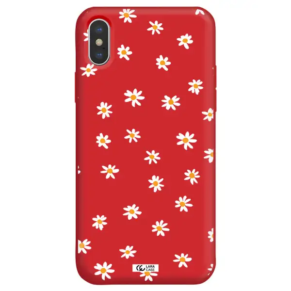 a white background with orange dots Apple iPhone X Silicone Imperial Red Case