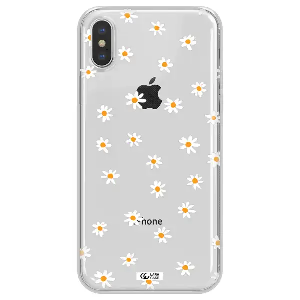 a white background with orange dots Apple iPhone XS Clear TPU Case