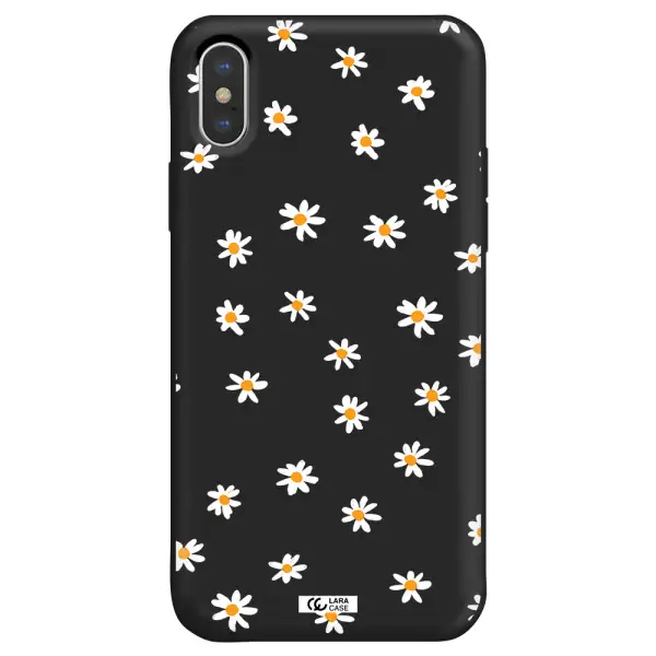 a white background with orange dots Apple iPhone XS Silicone black Case