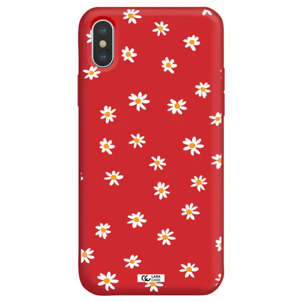 a white background with orange dots Apple iPhone XS Silicone Imperial Red Case