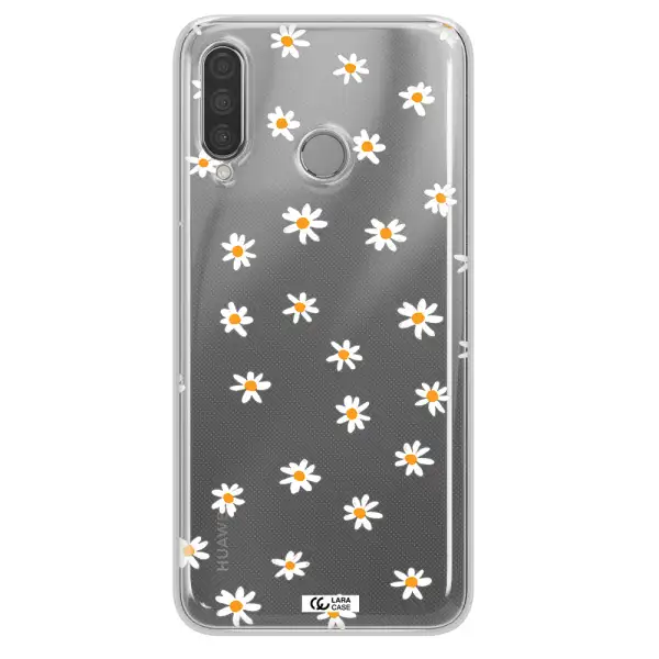 a white background with orange dots Huawei P30 Lite Clear TPU Case