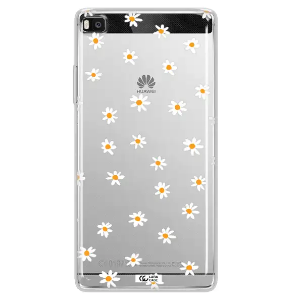 a white background with orange dots Huawei P8 Clear TPU Case