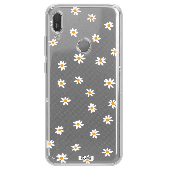 a white background with orange dots Huawei Y6 2019 Clear TPU Case