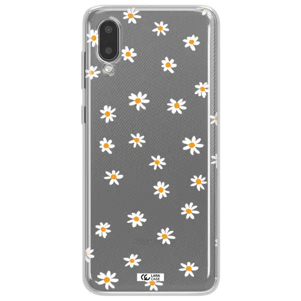 a white background with orange dots Samsung A02 Clear TPU Case