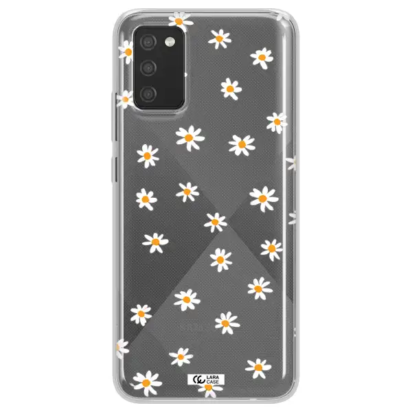 a white background with orange dots Samsung A02S Clear TPU Case