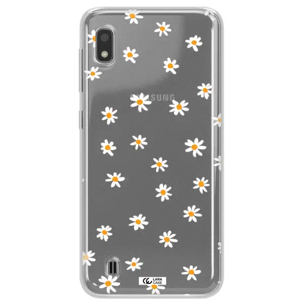 a white background with orange dots Samsung A10 Clear TPU Case