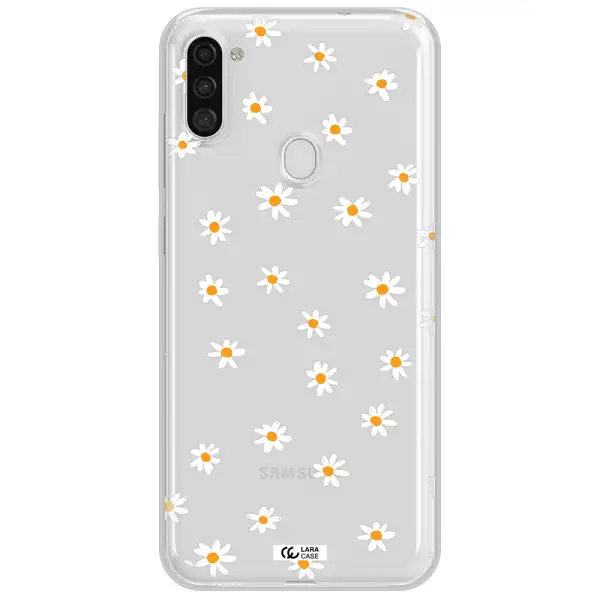 a white background with orange dots Samsung A11 Clear TPU Case