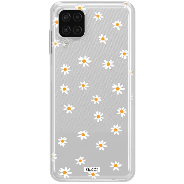 a white background with orange dots Samsung A12 4g Clear TPU Case